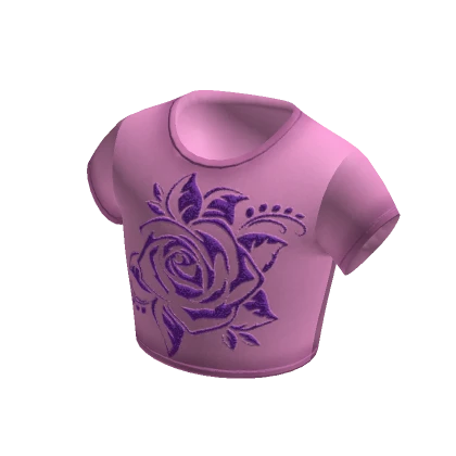 Light Pink Rose Embroidered Satin Crop Top