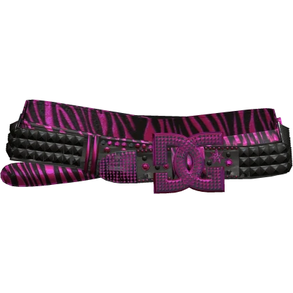 Y2K Studded Scene Rhinestone Belt Black Pink Zebra