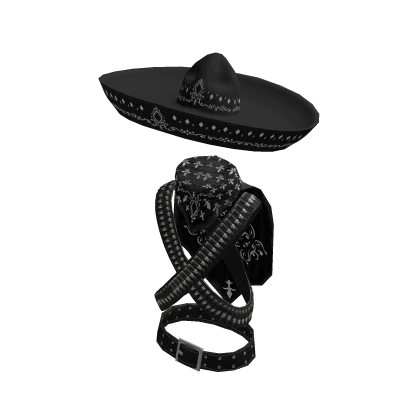 Cyber Charro 5 de Mayo Mexican black Belt and Hat