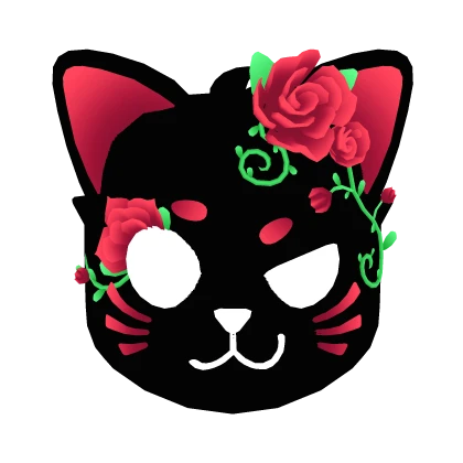 Glowing Red Floral Cat Mask