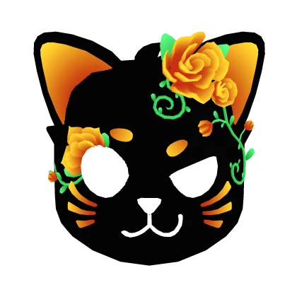 Glowing Gold Floral Cat Mask