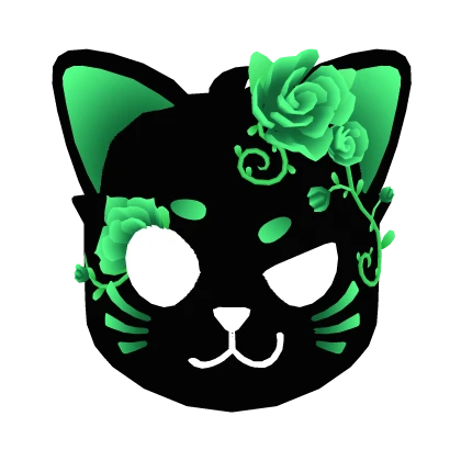 Glowing Green Floral Cat Mask