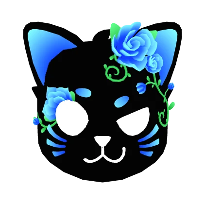 Glowing Blue Floral Cat Mask