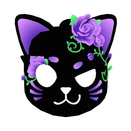 Glowing Purple Floral Cat Mask