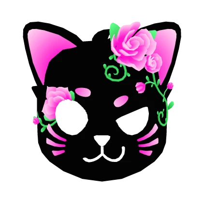 Glowing Pink Floral Cat Mask