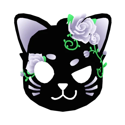 Glowing White Floral Cat Mask