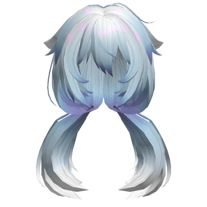 Low Twintails Hair Droopy Cat Ears -Baby Soft Blue