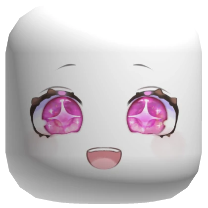 Pink Starry Eye Anime Face [White]