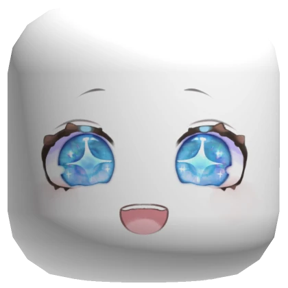 Blue Starry Eye Anime Face [White]