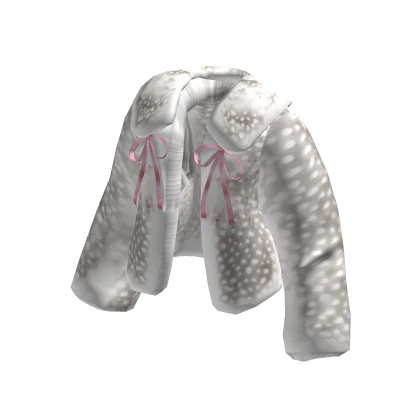 Fluffy Fawn Deer Coquette Fur Jacket White