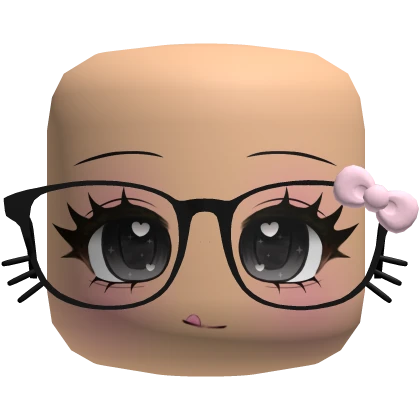 Cute Anime Face W Kitty Bow glasses