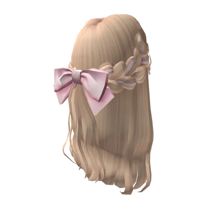 Blonde Hair With Pink Ribbon