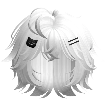 ♡ messy cutecore short hair /w cat clips white