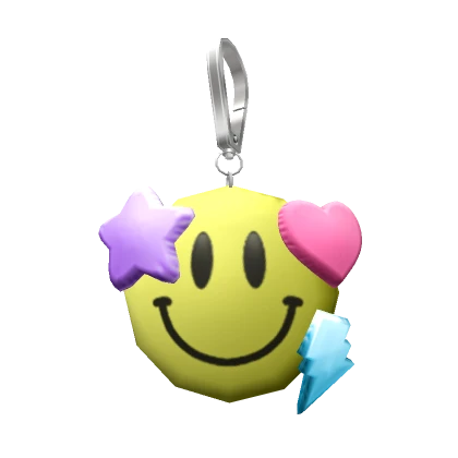 Preppy Yellow Smiley Charm Keychain