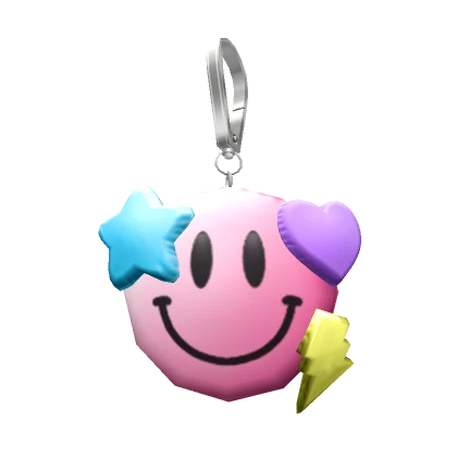 Preppy Pink Smiley Charm Keychain