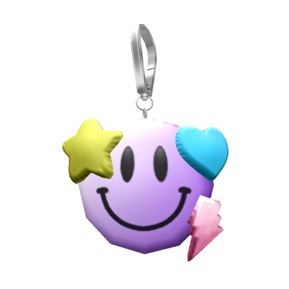 Preppy Purple Smiley Charm Keychain