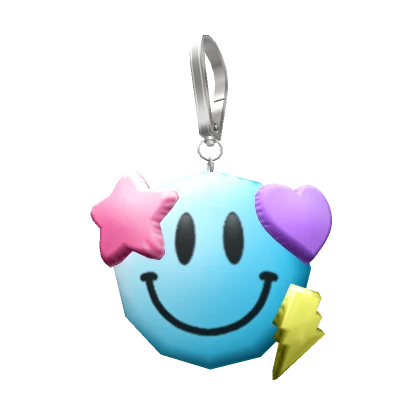 Preppy Blue Smiley Charm Keychain