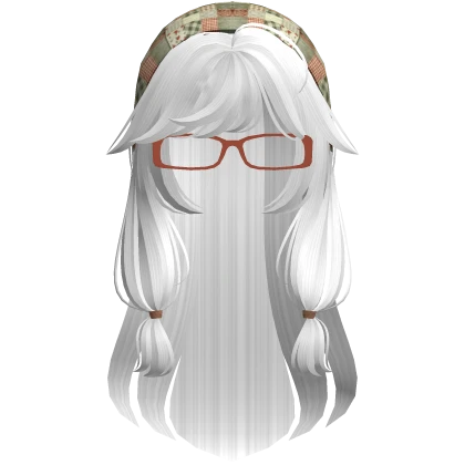 Harajuku White Hair w Bandana and Glasses