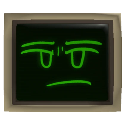 Computer head with green face