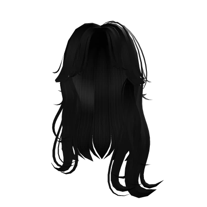 cute long layered hair w/ curtain bangs in black