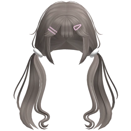 ♡ cutecore flowy pigtails w/ hairclips grey (3.0)