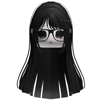 vkei moe black hair cute emo glasses face