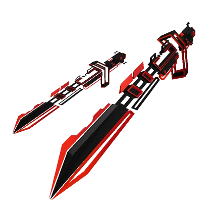 [1.0] Red Black Dual Waist Cyberpunk Sword