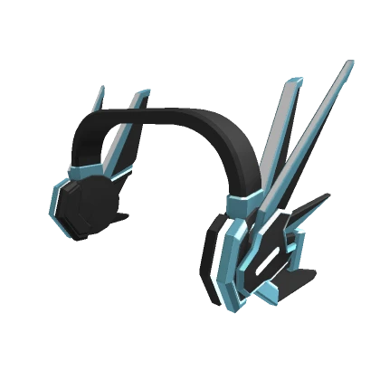 Black and Blue Glowing Mecha Wing Headphones