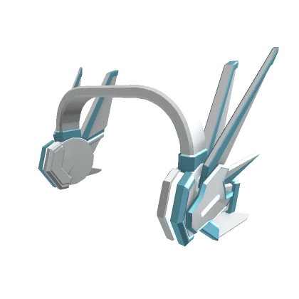 White and Blue Glowing Mecha Wing Headphones