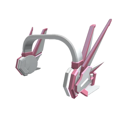 White and Pink Glowing Mecha Wing Headphones