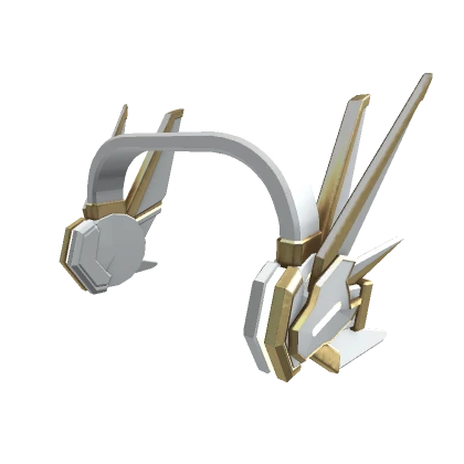 White and Gold Glowing Mecha Wing Headphones