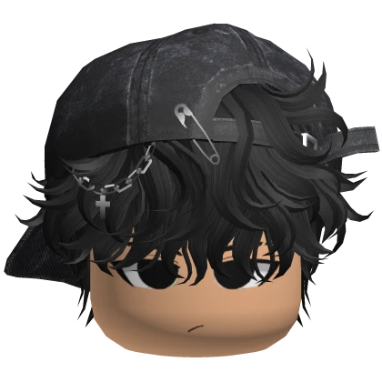 Messy Hair w/ Backwards Cap & Face (Black)