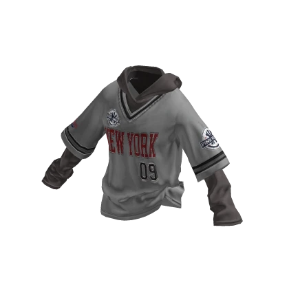 💗Y2K NEW YORK LAYERED HOODIE_GREY