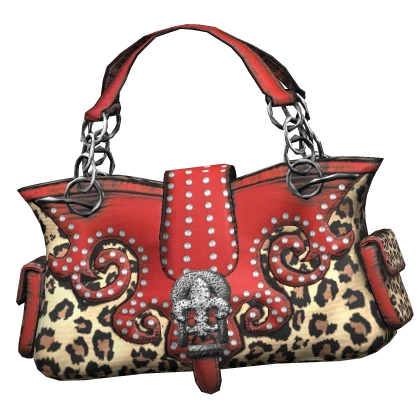 Mc-bling Rhinestone Leopard Print Cross Bag in Red