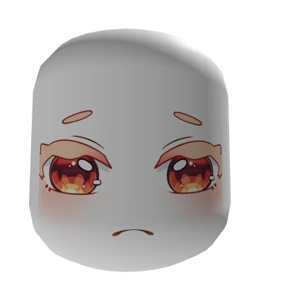 Cute Red Chibi Girl Face - White