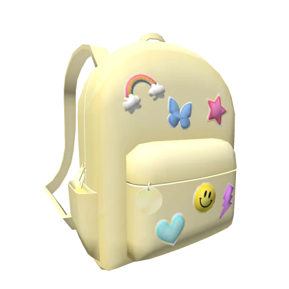 Aesthetic Preppy Patched Backpack in Yellow