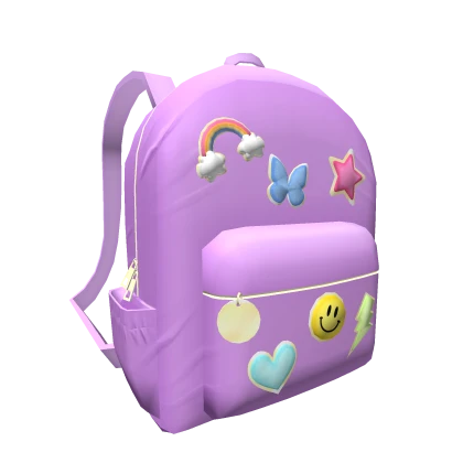 Aesthetic Preppy Patched Backpack in Purple