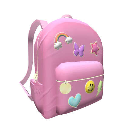 Aesthetic Preppy Patched Backpack in Pink