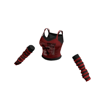 🍀 Y2K Cute Top w Armwarmers(Red)