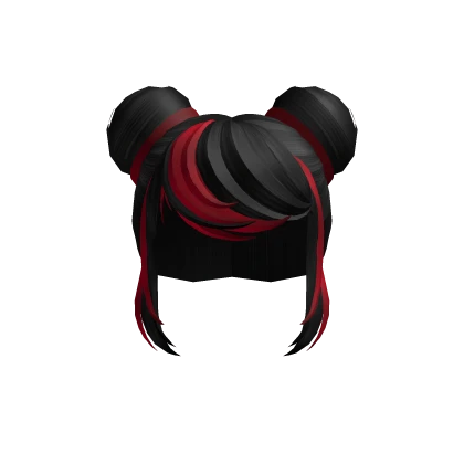 Black Trendy Messy Buns with Red Highlights 