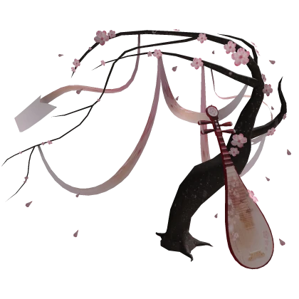 Ancient Cherry Blossom Sakura Tree With Pipa