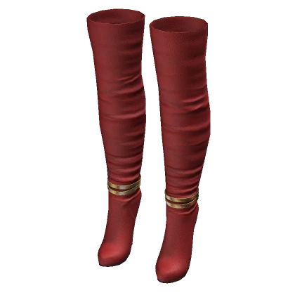 High Heel Leather Boots - Red