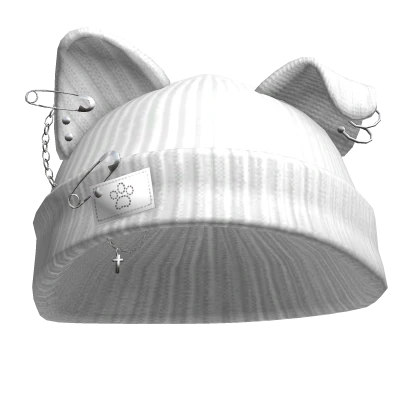 Y2K Punk Cat Beanie(White)