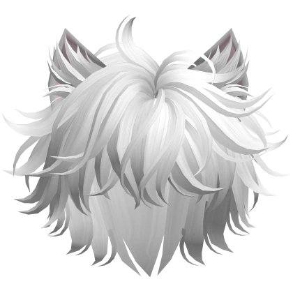 White Fluffy Anime Boy Hair w/ Cat Ears