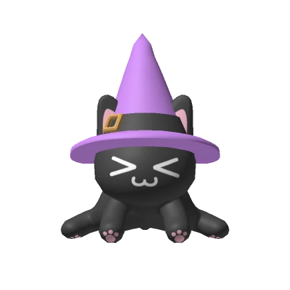 🍀Cute Witch Black Cat Hat (Purple)