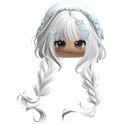White Sky Igari Hair w/ Cute Face & Blue Bonnet