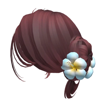 Red Hair Bun W Flower