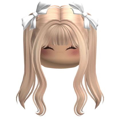 Kawaii Bow Pigtails w/ Makeup (Blonde)