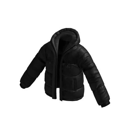 Oversized Stylish Puffer Jacket - Black