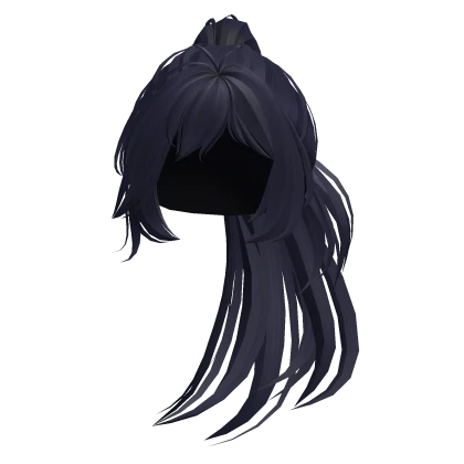 Long Anime High Ponytail w/ Bangs (Dark Blue) 